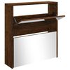 vidaXL Shoe Cabinet with Mirror 2-Layer Smoked Oak 63x17x67 cm