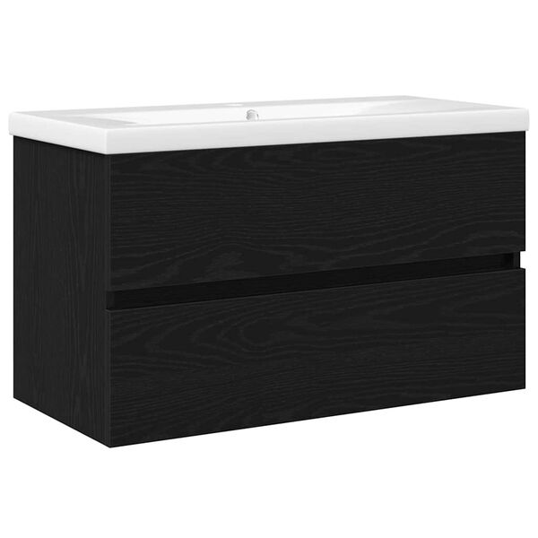 vidaXL Sink Cabinet Black oak 80 x 39 x 62 cm Engineered wood