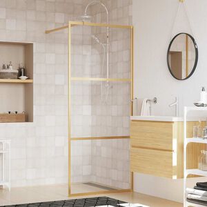 vidaXL Walk-in Shower Wall Gold 80 x 195 cm Glass and Aluminium