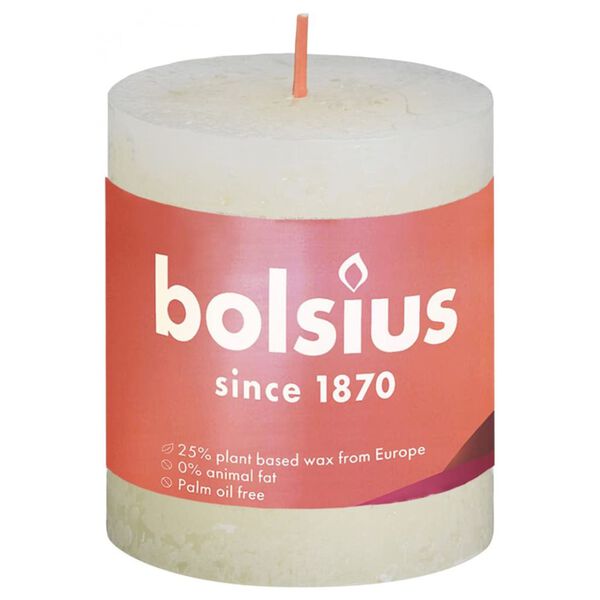 Bolsius Rustic Pillar Candles Shine 4 pcs 80x68 mm Soft Pearl