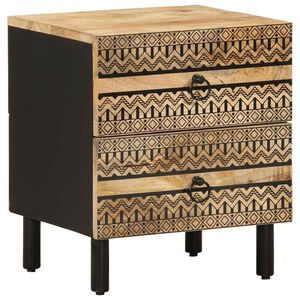 vidaXL Bed Cabinet Black 40x33.5x46 cm Solid Rough Wood Mango