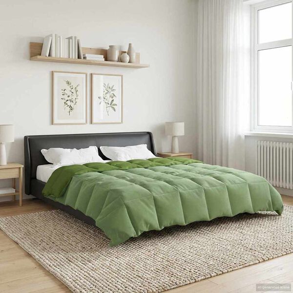 vidaXL Winter Duvet Quilted Green 200 x 200 cm Microfiber