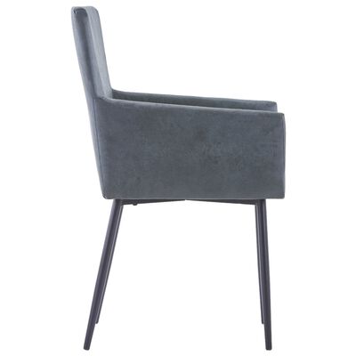 vidaXL Dining Chairs with Armrests 2 pcs Grey Faux Suede Leather