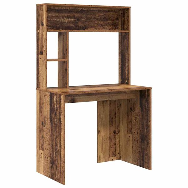 vidaXL Desk with Shelf Old Wood 91 x 50 x 149 cm Engineered Wood