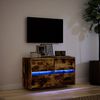 vidaXL TV Wall Cabinet with LED Lights Smoked Oak 80x31x45 cm