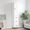 vidaXL Highboard High Gloss White 34.5x34x180 cm Engineered Wood