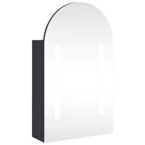 vidaXL Bathroom Mirror Cabinet with LED Light Arched Grey 42x13x70 cm