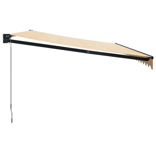 vidaXL Retractable Awning Yellow and White 5x3 m Fabric and Aluminium