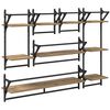 vidaXL Wall Shelf Set with Shelf 6 pcs Artisan Oak 100 x 25 x 30 cm