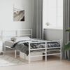 vidaXL Metal Bed Frame without Mattress with Footboard White 120x190cm