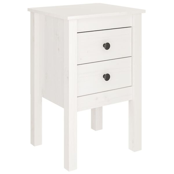 vidaXL Bedside Cabinet White 40x35x61.5 cm Solid Wood Pine