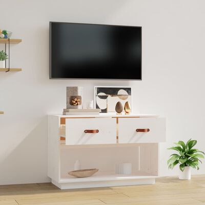 vidaXL TV Cabinet White 90x40x60 cm Solid Wood Pine