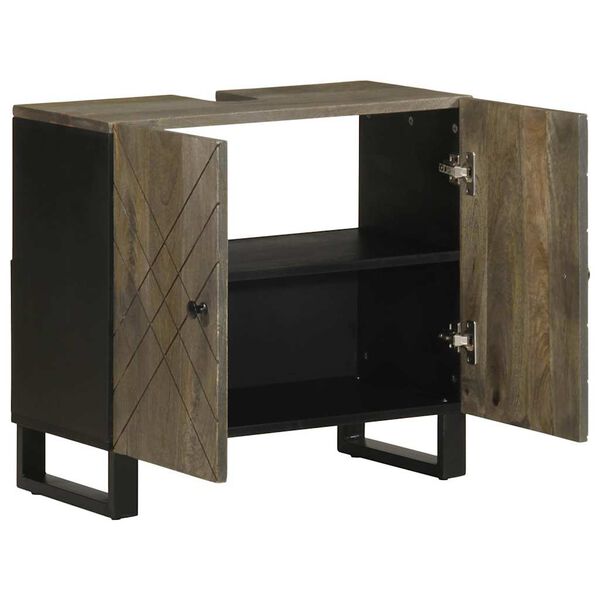 vidaXL Sink Cabinet Black 62x33x58 cm Solid Wood Mango