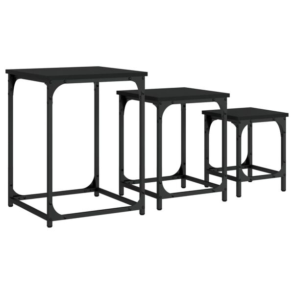 vidaXL Nesting Coffee Tables 3 pcs Black Engineered Wood