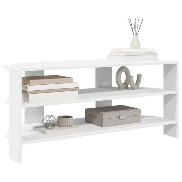 vidaXL Corner TV Cabinet White 102x40.5x45cm Engineered Wood