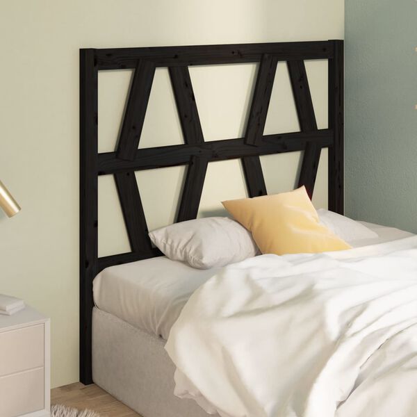 vidaXL Bed Headboard Black 81x4x100 cm Solid Wood Pine