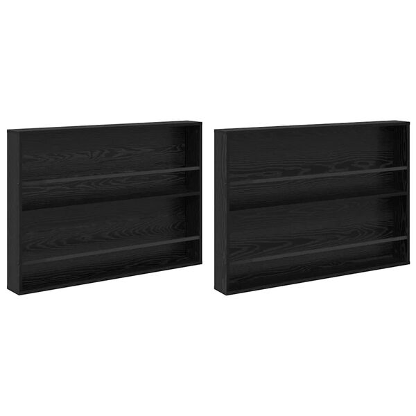 vidaXL Magazine Rack 2 pcs Black Oak 100 x 12 x 70 cm Engineered Wood