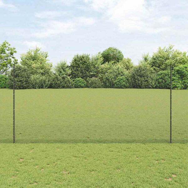 vidaXL Fence with Post Grey 1.6 x 10 m Steel and PVC