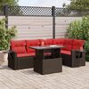 vidaXL 6 Piece Garden Sofa Set with Cushions Brown Poly Rattan Acacia