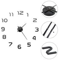 vidaXL 3D Wall Clock Modern Design 100 cm XXL Black