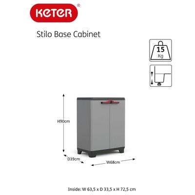 Keter Low Storage Cabinet Stilo Grey and Black 90 cm