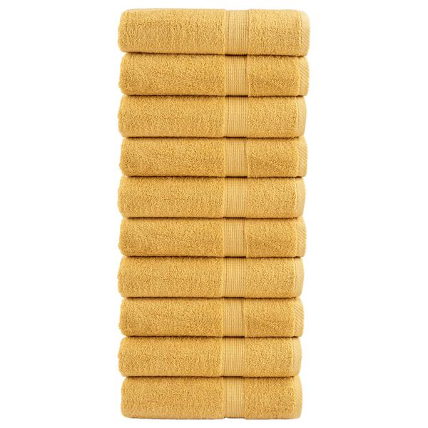 vidaXL Premium Hand Towels "SOLUND" 10 pcs Gold 50x100 cm 600 gsm