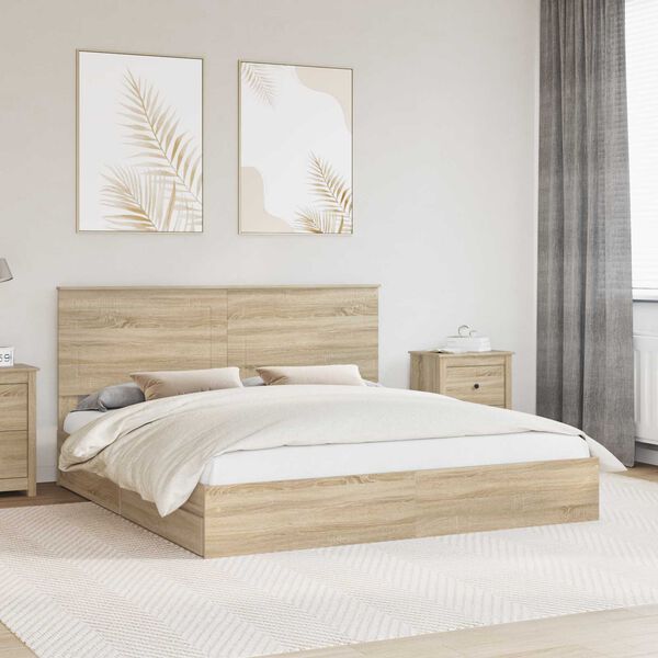 vidaXL Storage Bed with Drawer Sonoma Oak 180 x 200 cm Engineered Wood