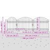 vidaXL Garden Fence Gate with Arched Top Grey 4 x 1.25 m Steel