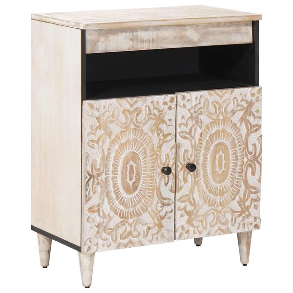 vidaXL Sideboard with Storage White 60 x 33.5 x 75 cm Solid Mango Wood
