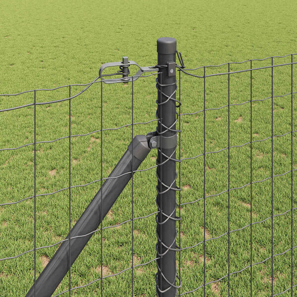 vidaXL Fence with Post Grey 1.2 x 10 m Steel and PVC