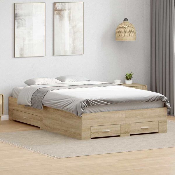 vidaXL Bed Frame Brown 140 x 200 cm Engineered wood