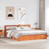vidaXL Bed Frame with Headboard Wax Brown 180x200 cm Super King Solid Wood Pine