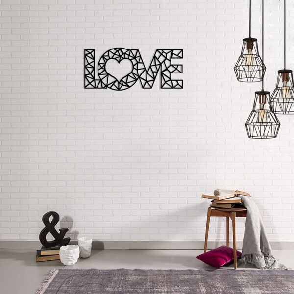 Homemania Wall Decoration Words Love 50x20 cm Steel Black