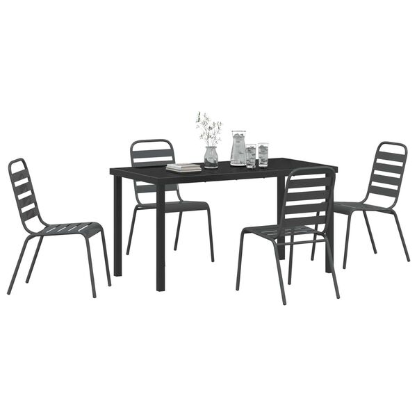 vidaXL Garden Dining Set 5 pcs Anthracite Powder-Coated Steel