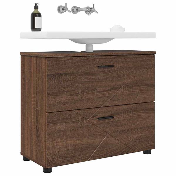 vidaXL Bathroom Cabinet with Drawer Brown Oak 76.5 x 35 x 64 cm