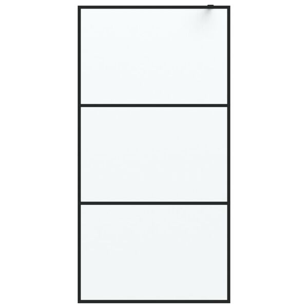 vidaXL Walk-in Shower Wall Black 100x195 cm Frosted ESG Glass