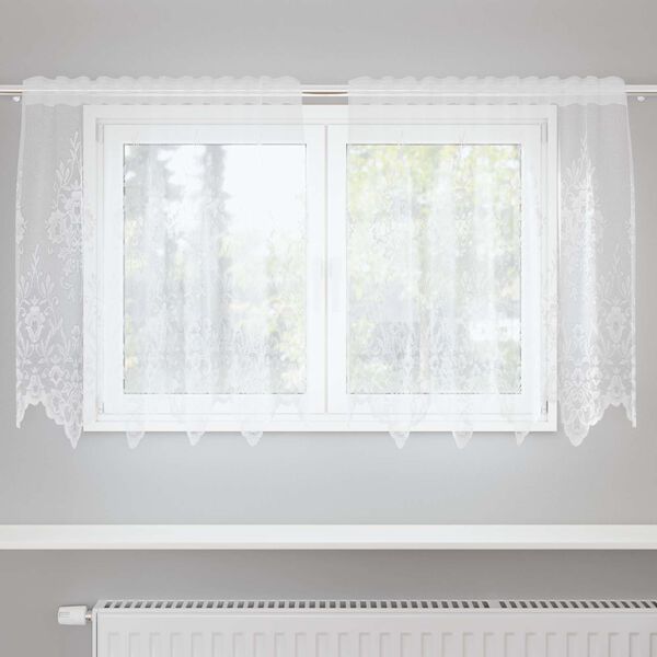 vidaXL Lace Curtain with Curtains Floral White 80 x 150 cm Polyester