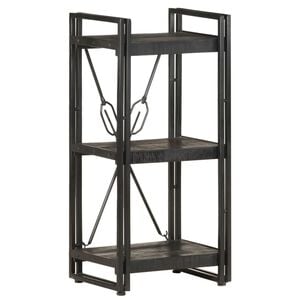 vidaXL 3-Tier Bookcase Black 40x30x80 cm Solid Mango Wood