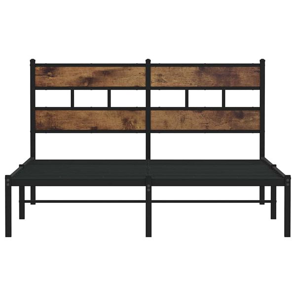 vidaXL Metal Bed Frame without Mattress Smoked Oak 140x190 cm
