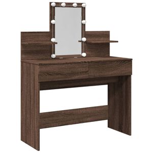 vidaXL Dressing Table with LED Brown Oak 100x40x130 cm