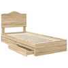 vidaXL Storage Bed with Drawer Sonoma Oak 75 x 190 cm Engineered Wood