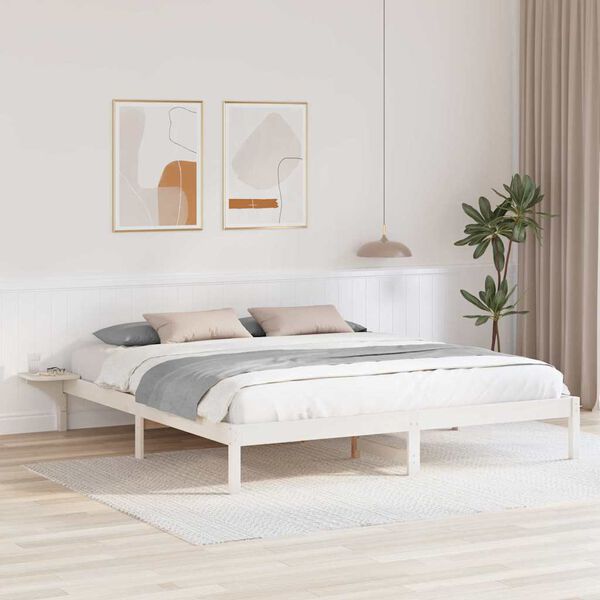 vidaXL Bed Frame White 200 x 200 cm Solid Pine Wood