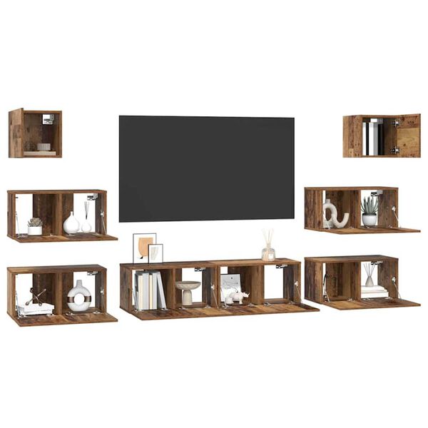 vidaXL TV Cabinet Set Wall-mounted 8 pcs Old Wood Engineered Wood