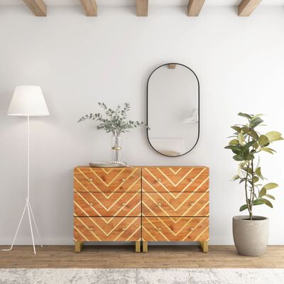 vidaXL Side Cabinets 2 pcs Brown and Black 60x33.5x75 cm Solid Wood Mango