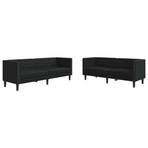 vidaXL Living Room Couch 2 pcs Black Faux Leather
