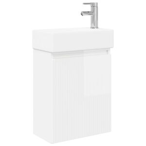 vidaXL Bathroom Vanity Unit with Tap High Gloss White