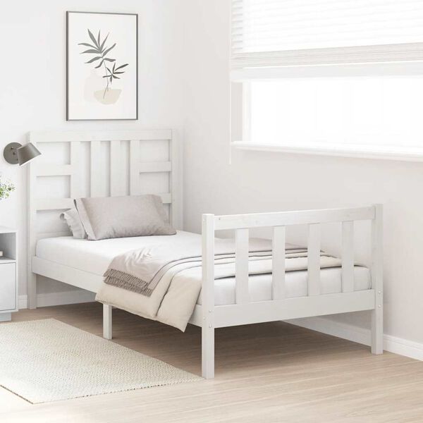 vidaXL Bed Frame without Mattress White 90x190 cm Single Solid Wood Pine