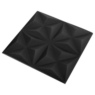 vidaXL 3D Wall Panels 12 pcs 50x50 cm Origami Black 3 m²