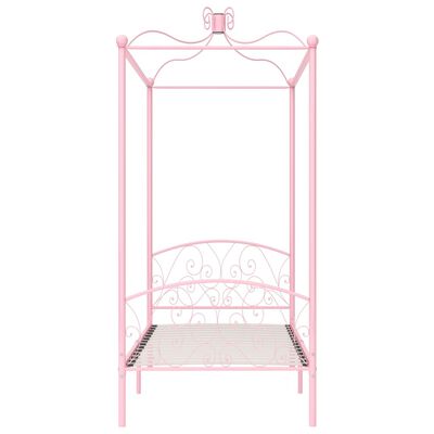 vidaXL Canopy Bed Frame Pink Metal 90x200 cm