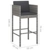 vidaXL Bar Stools with Cushions 2 pcs Grey Poly Rattan